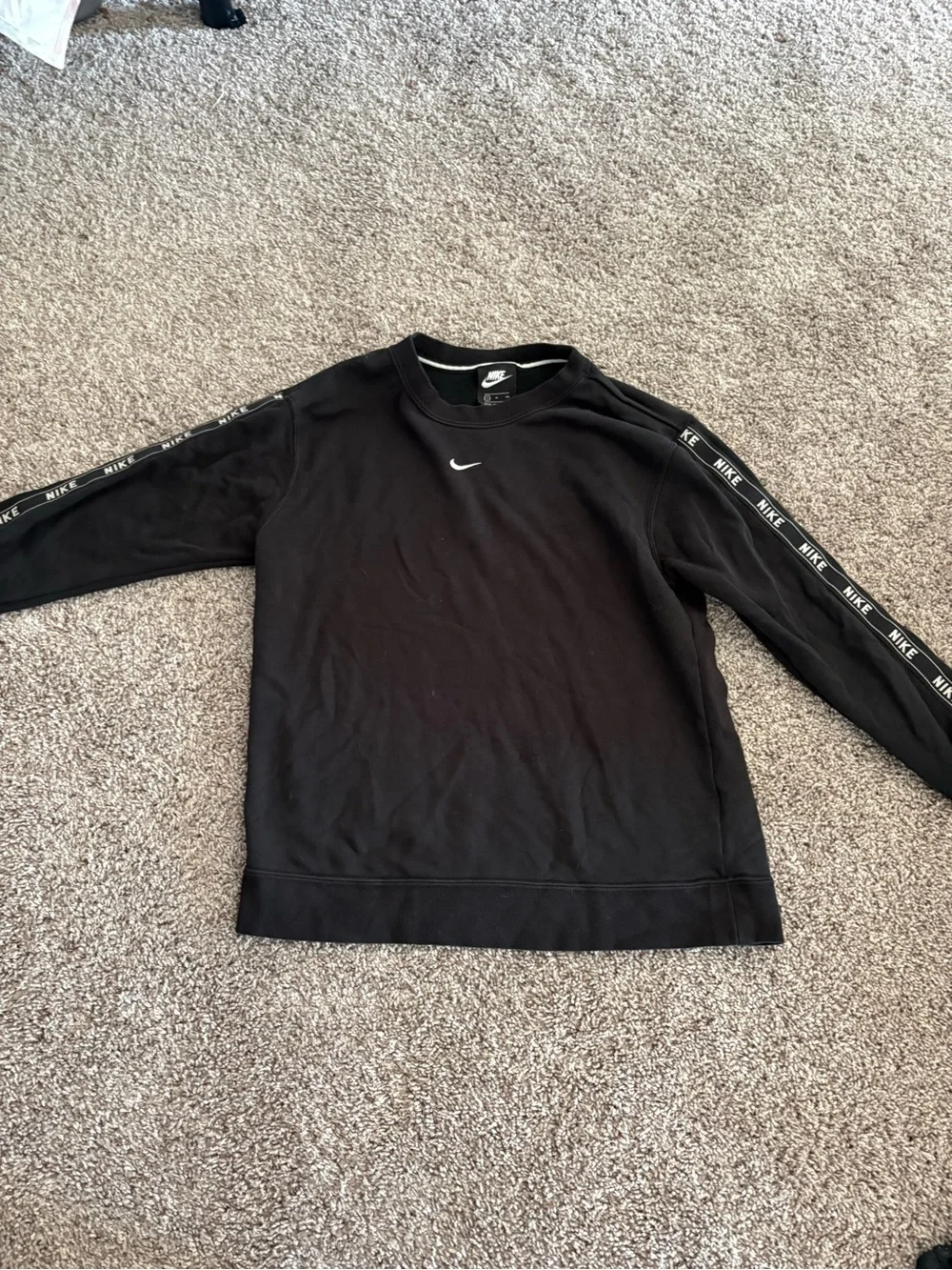 Nike Black Crewneck Sweatshirt with White Swoosh Tag